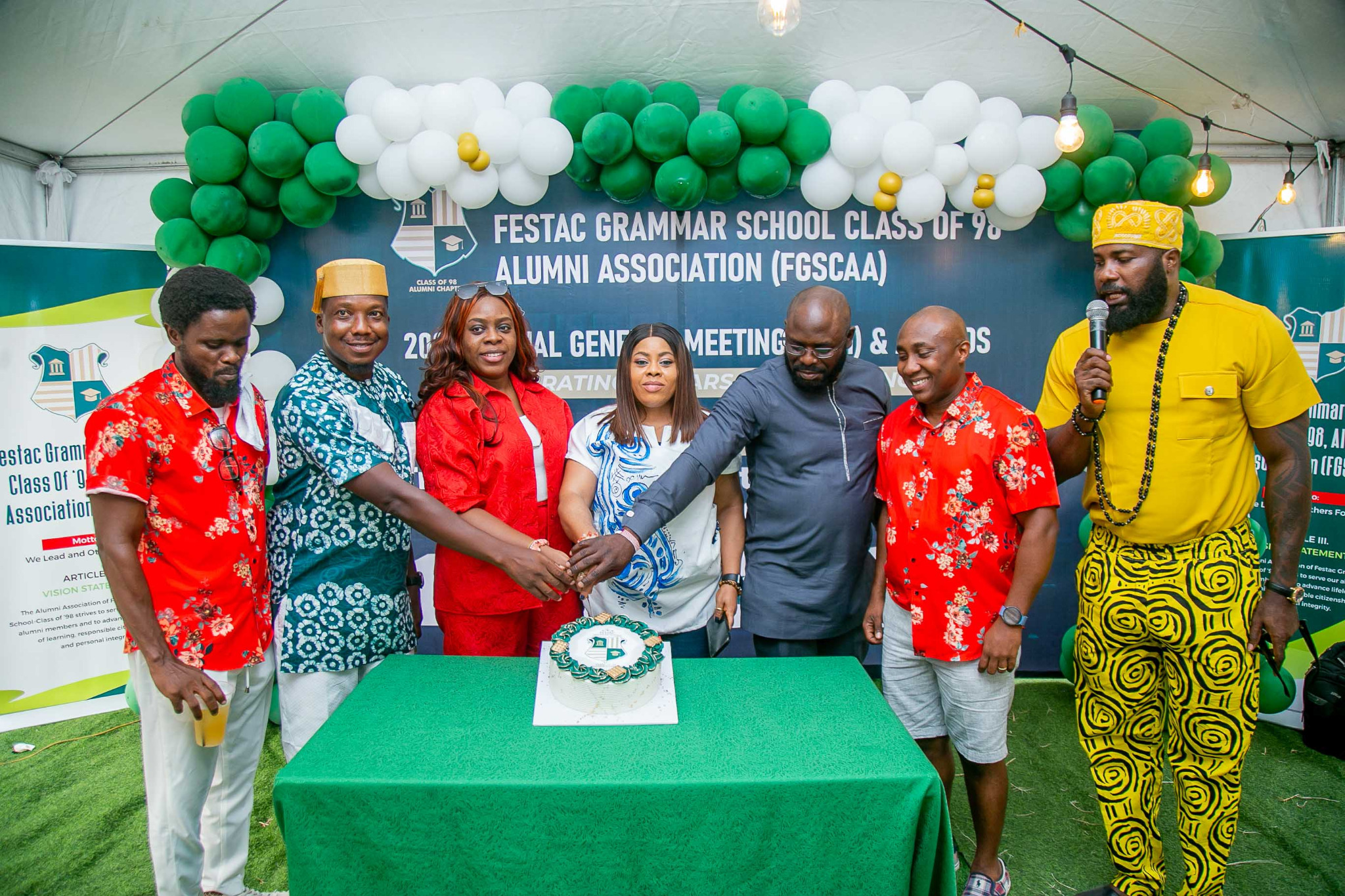 Cake-cutting during the anniversary celebration